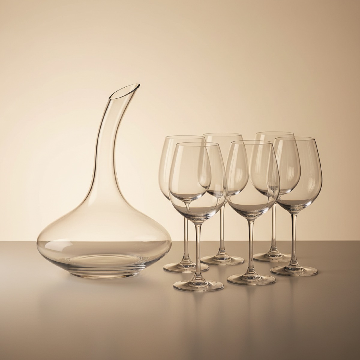 A decanter and crystal tasting glasses